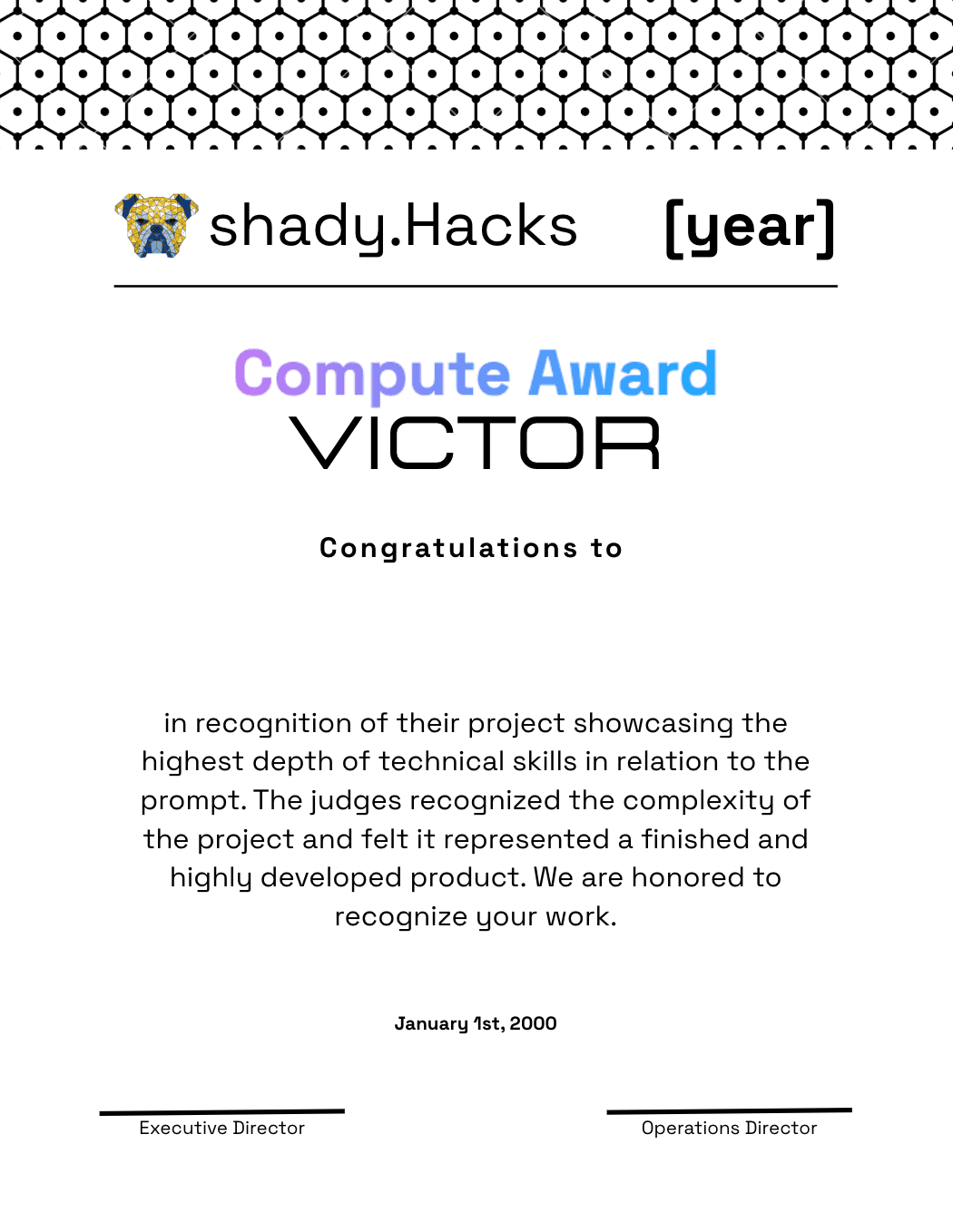 Winner Certificate